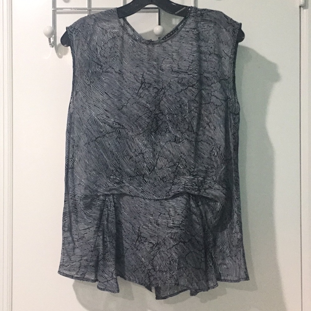 Theory silk striped sheer top
